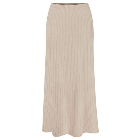 Amazing Woman Sachia Beige Ribbed Long Skirt - Beige