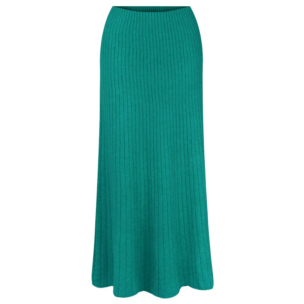 Amazing Woman Sachia Dark Turquoise Ribbed Long Skirt Dark Turquoise