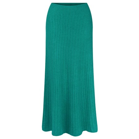 Amazing Woman Sachia Dark Turquoise Ribbed Long Skirt - Blue
