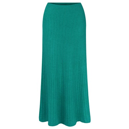 Amazing Woman Sachia Dark Turquoise Ribbed Long Skirt - Blue