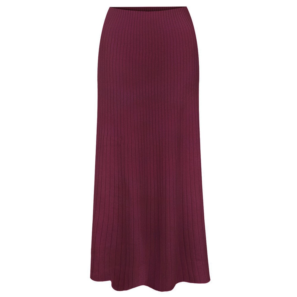 Amazing Woman Sachia Plum Ribbed Long Skirt Plum