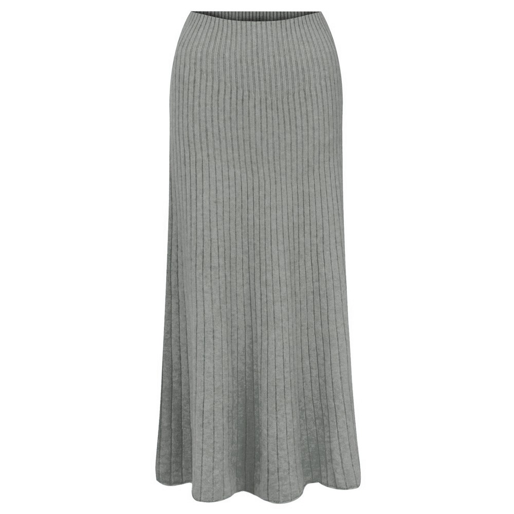 Amazing Woman Sachia Grey Marl Ribbed Long Skirt Grey Marl