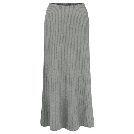 Amazing Woman Sachia Grey Marl Ribbed Long Skirt - Grey