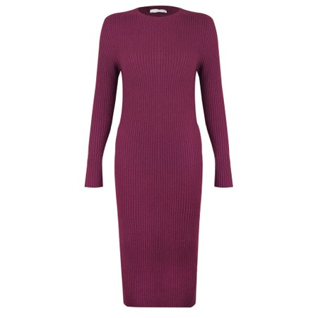 Amazing Woman Paola Plum Fitted Ribbed Midi Dress - Purple