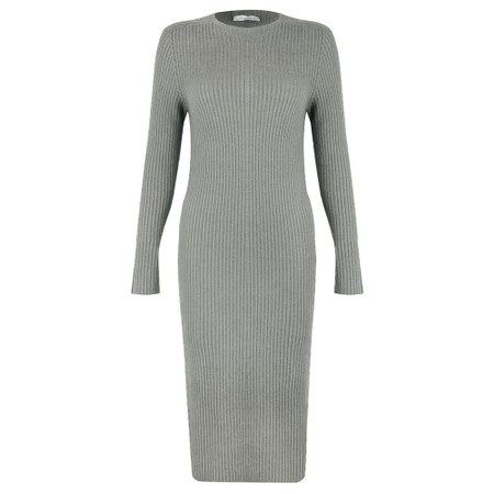 Amazing Woman Paola Grey Marl Fitted Ribbed Midi Dress - Grey