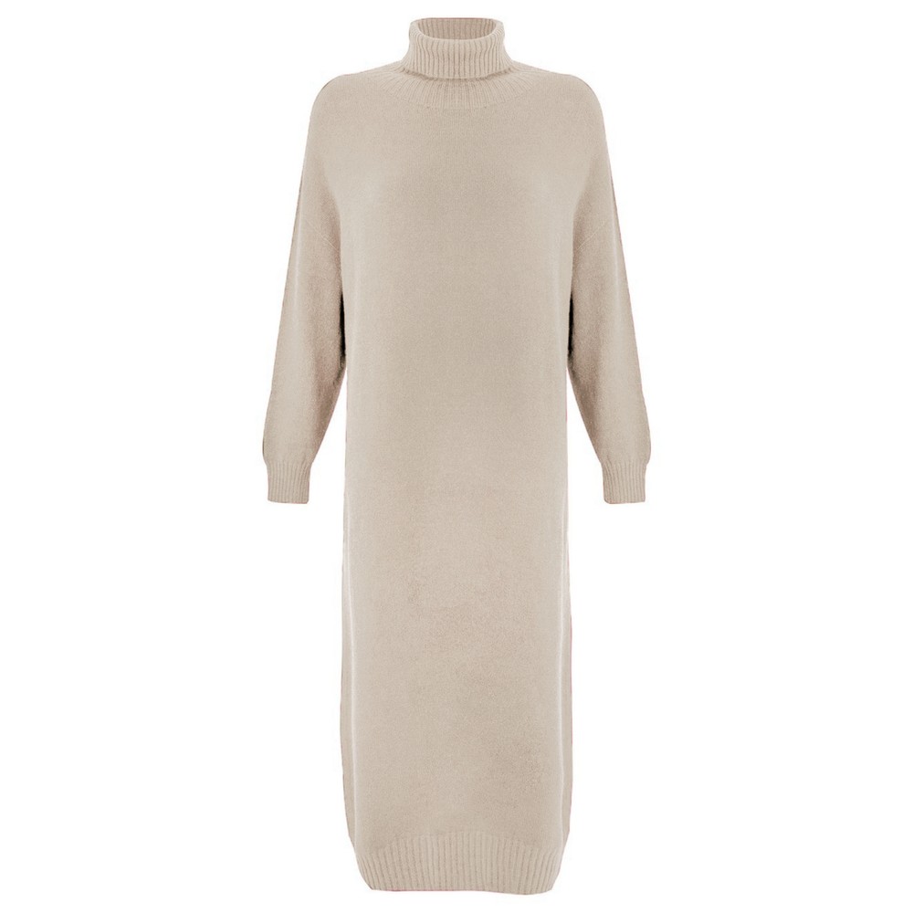 Amazing Woman Paige E Beige Polo Neck Dress Beige