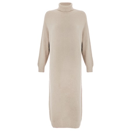 Amazing Woman Paige E Beige Polo Neck Dress - Beige