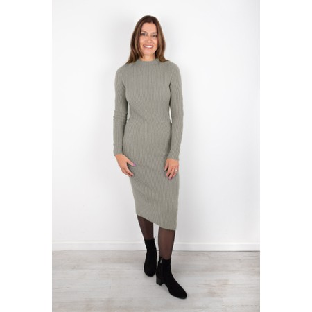 Amazing Woman Paola Grey Marl Fitted Ribbed Midi Dress - Blue