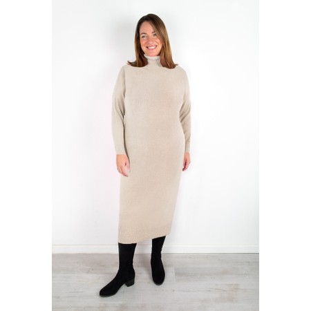 Amazing Woman Paige E Beige Polo Neck Dress - Beige