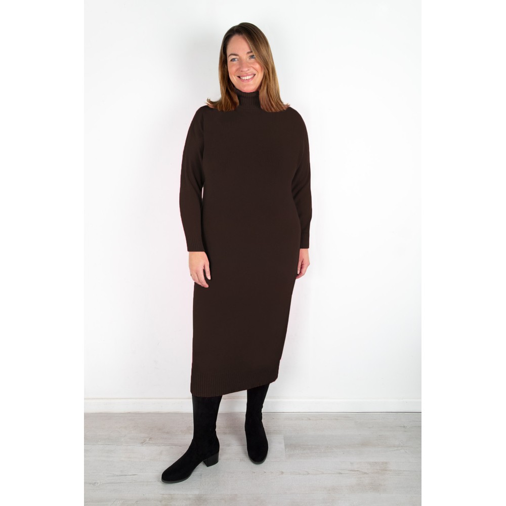 Amazing Woman Paige E Dark Chocolate Polo Neck Dress Dark Chocolate