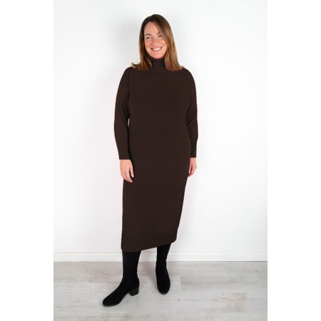 Amazing Woman Paige E Dark Chocolate Polo Neck Dress - Brown