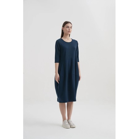 Tirelli Diagonal Seam Navy Jersey Dress - Blue