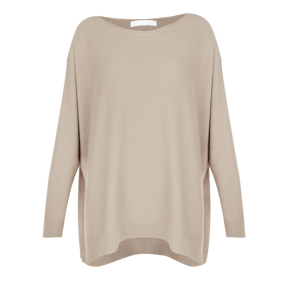 Amazing Woman Macy Beige Round Neck Oversized Knit Jumper Beige