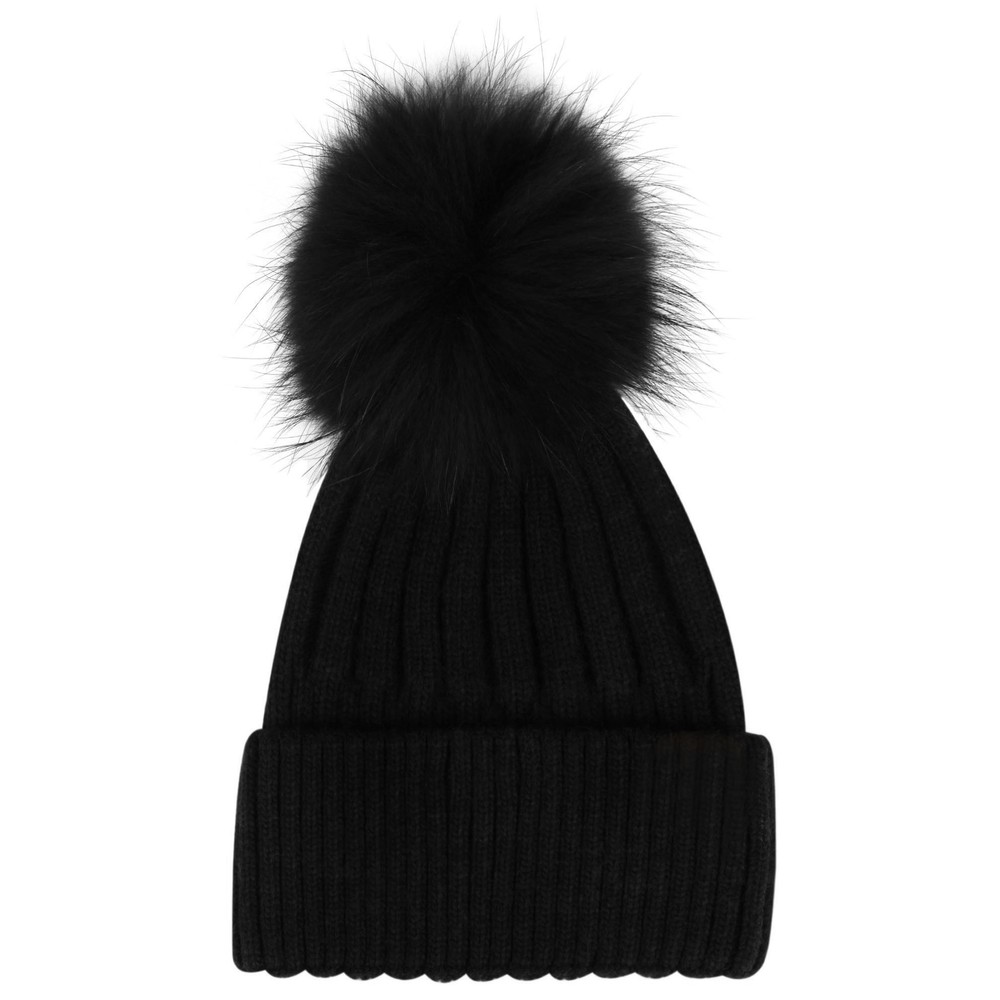Bitz of Glitz Jeanie Hat Black with Removable Black Faux Pom Black / Black