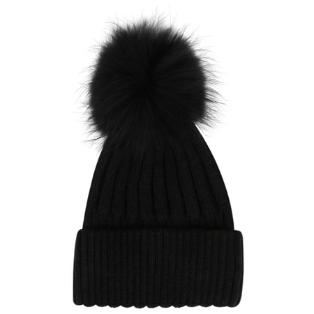 Bitz of Glitz Jeanie Hat Black with Removable Black Faux Pom - Black