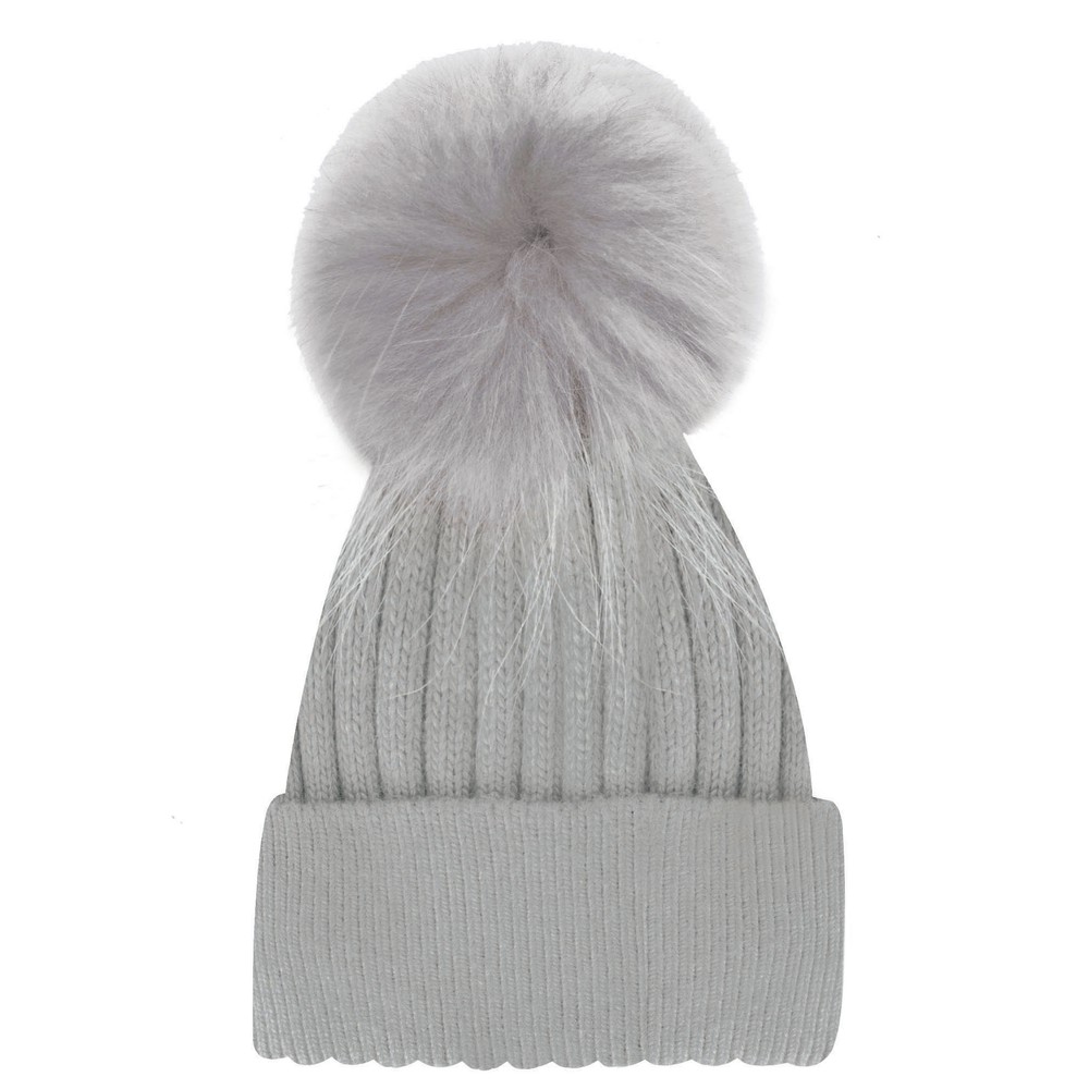 Bitz of Glitz Jeanie Hat Grey with Removable Grey Faux Pom Grey / Grey