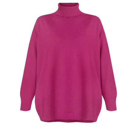 Amazing Woman Zena Fuchsia Loose Polo Neck Supersoft Knit - Pink