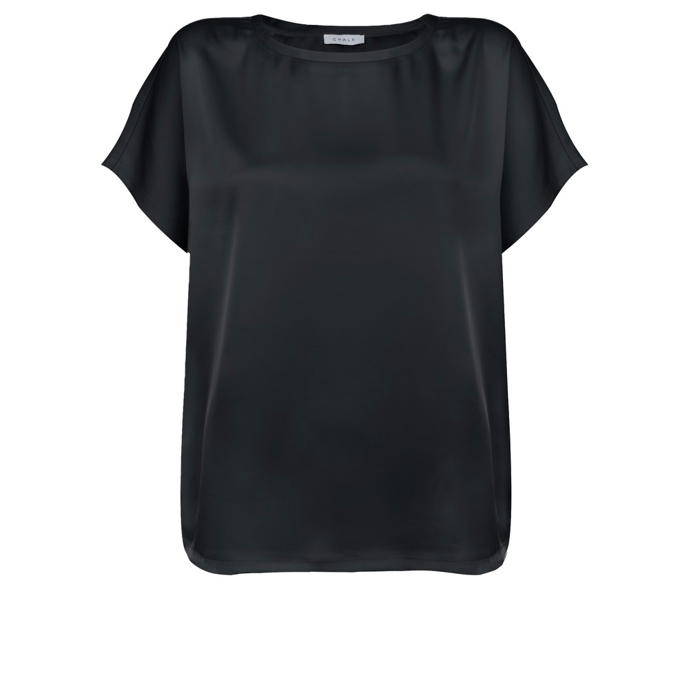 Chalk Bessy Gunmetal Boxy Satin Top Gunmetal
