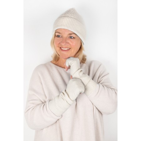 Amazing Woman Erica Fingerless Ribbed Gloves - Off-White