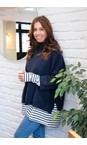 Chalk White / Navy Bryony X Navy Stripe Top  