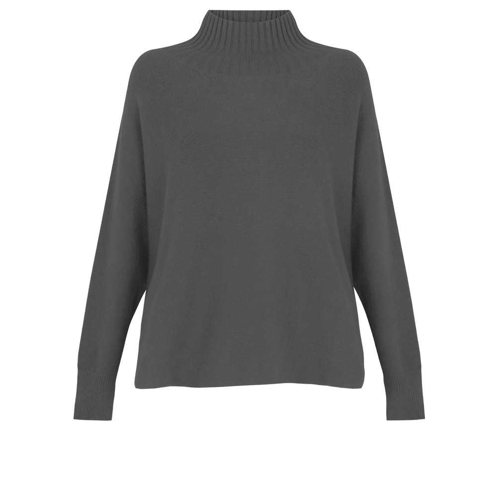 Amazing Woman Jolie Boxy High Neck Knit Charcoal