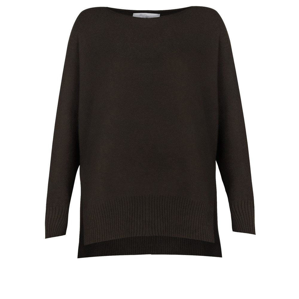 Amazing Woman Marley Dark Chocolate Round Neck Oversized Supersoft Knit Jumper Dark Chocolate