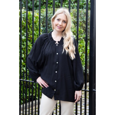 Chalk Michelle Black Ruffle Collar Shirt - Black