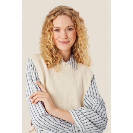 Masai Clothing MaFumiko Whitecap Cotton Blend Knit Top - Off-White