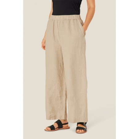 Masai Clothing MaParini Natural Linen Wide Leg Trouser - Beige