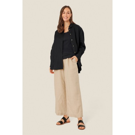 Masai Clothing MaParini Natural Linen Wide Leg Trouser - Beige