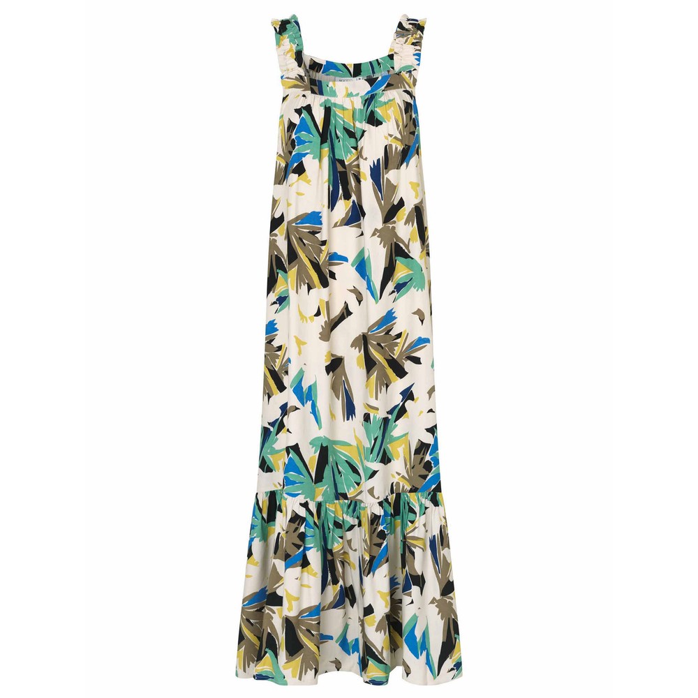 Masai Clothing MaOnicki Palm Print Strap Dress Dusky Green 