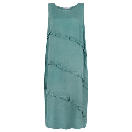 Amazing Woman Nina Agata Blue Linen Frill Midi Dress - Multicoloured