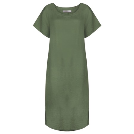 Amazing Woman Janey Khaki Linen Straight Midi Dress - Green