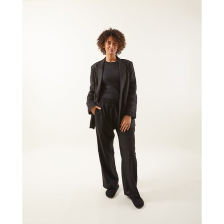 Chalk Gwen Black Cotton Linen Blend Drawstring Pant - Black