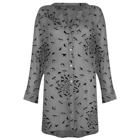 Yauvan Moonstone Starling Shaped Grandad Shirt - Grey