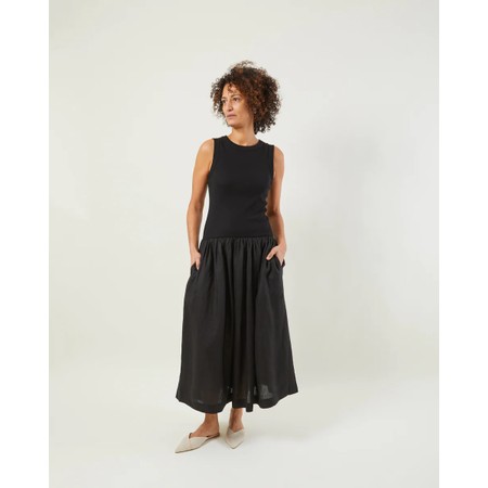 Chalk Maxine Black Contrast Drop Waist Dress - Black