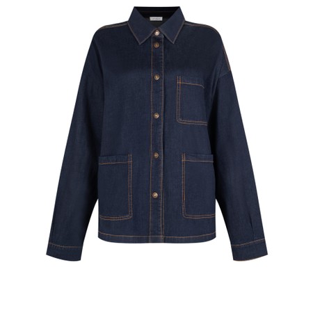 Chalk Frida Chambray Oversized Jacket - Blue