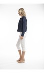 Orientique Navy Essentials Navy Linen Blend Frayed Jacket  