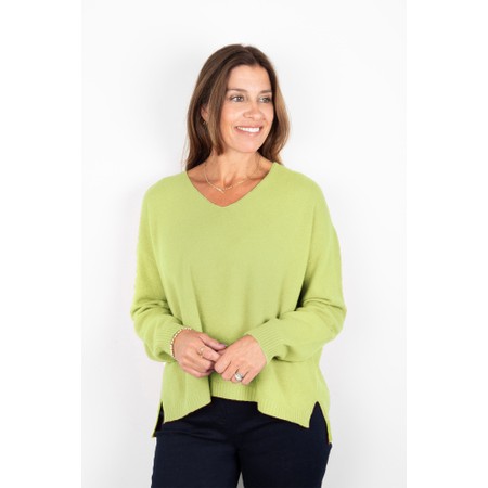 Amazing Woman Zilpah Pistachio V Neck Boxy Supersoft Knit - Green