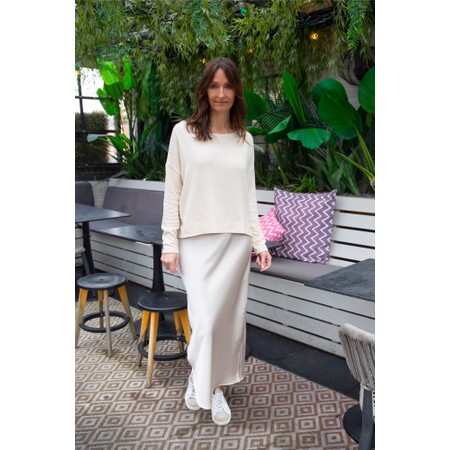 Chalk Maeve Champagne Satin Slip Skirt - Transparent