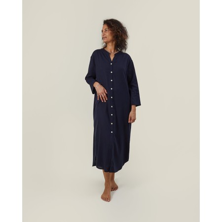 Chalk Maya Navy Relaxed Linen Blend Dress - Blue