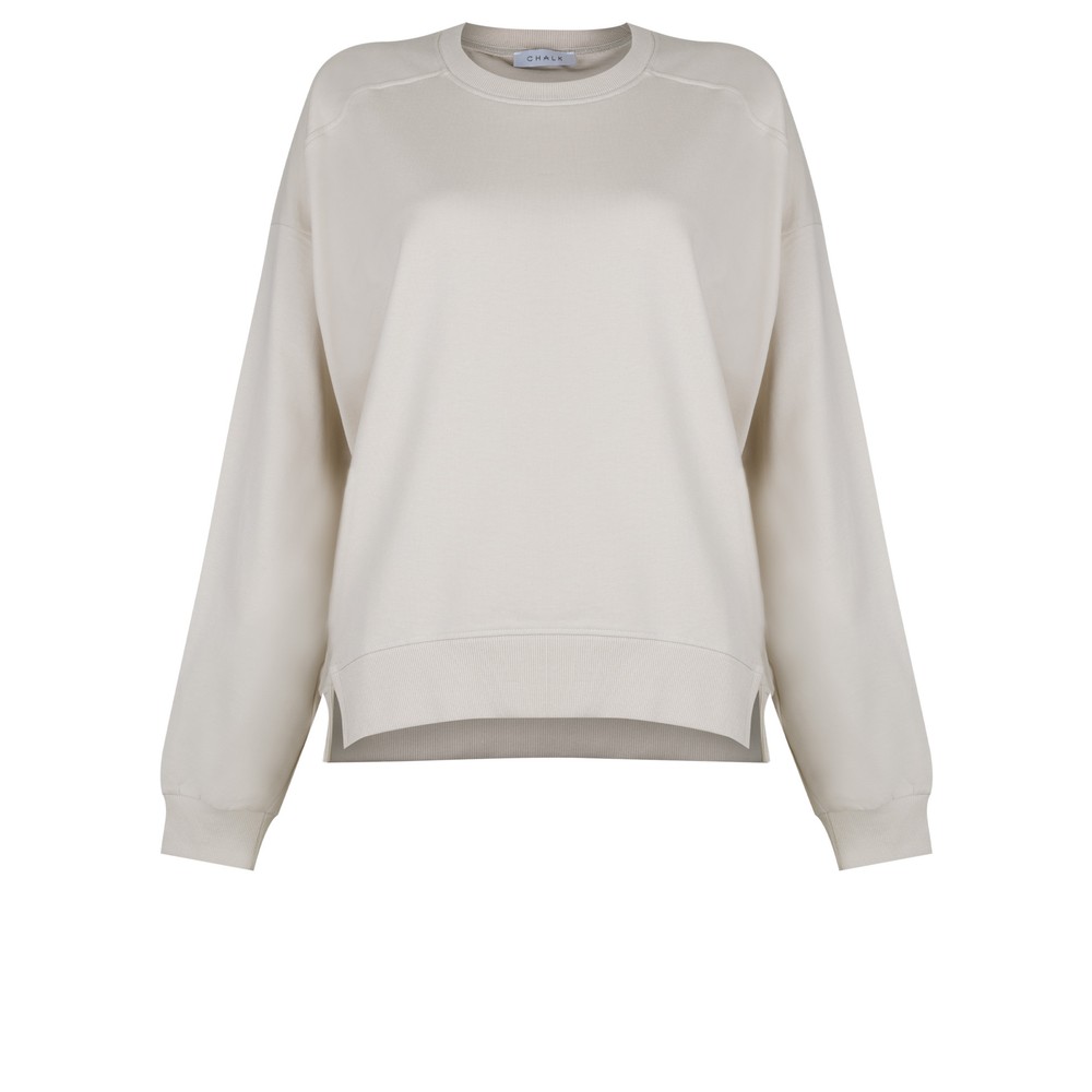 Chalk Coco Boxy Stone Organic Cotton Sweatshirt Stone