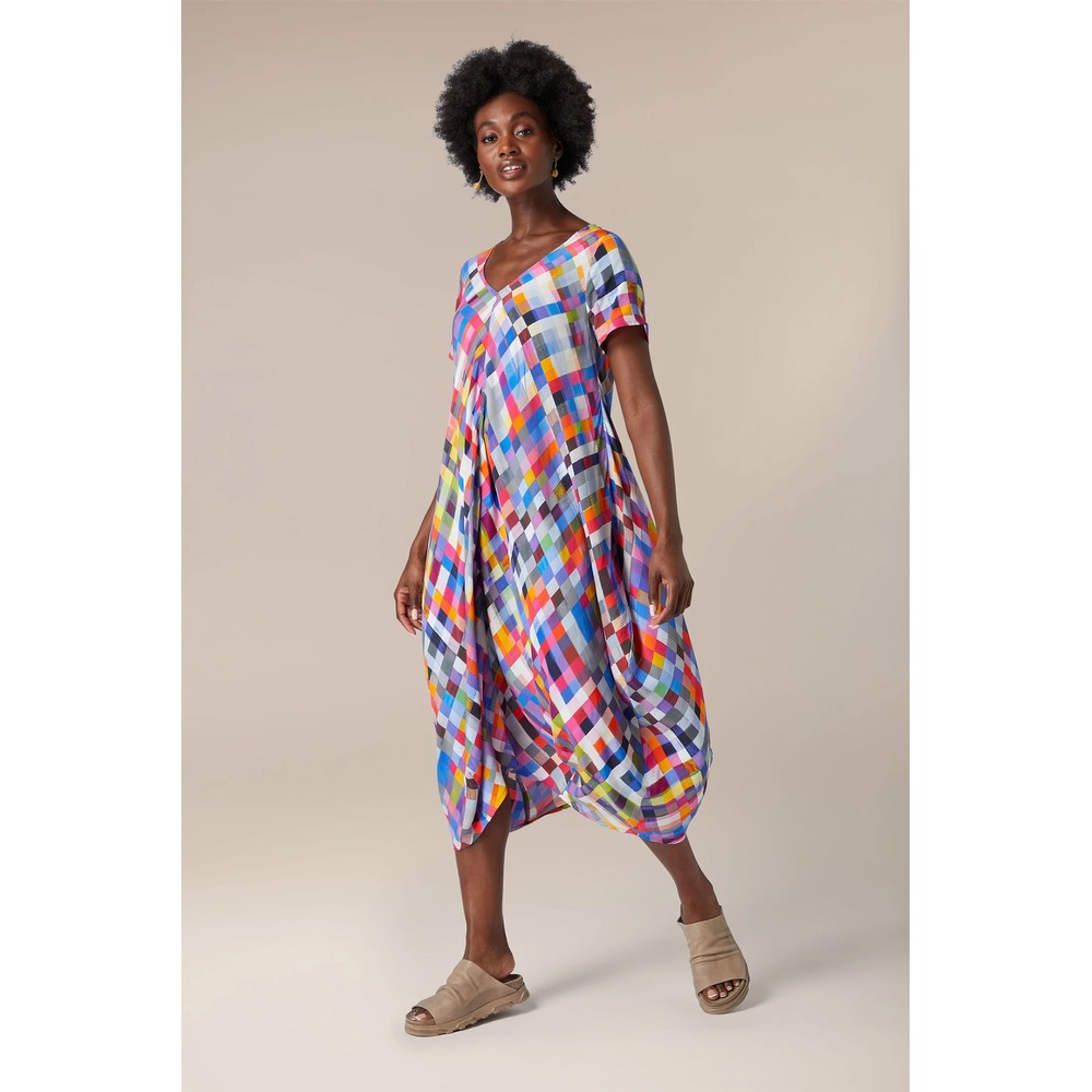 Sahara Pixelated Multi Square Bubble Dress in Multi