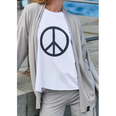 Henriette Steffensen Peace Print White Oversized Jersey Tee - White
