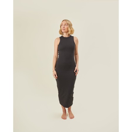 Chalk Nancy Charcoal Organic Cotton Jersey Rib Maxi Dress - Black