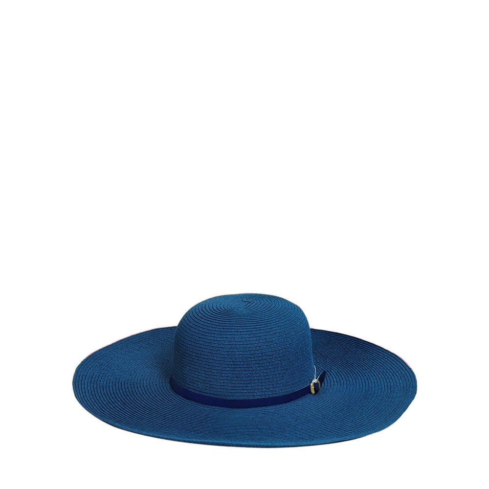 Black Ginger Azure Blue Wide Brim Foldable Hat Azure Blue