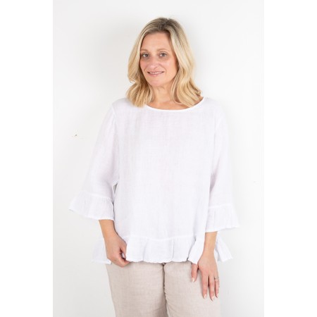 Amazing Woman Julia White Linen Frill Top - White