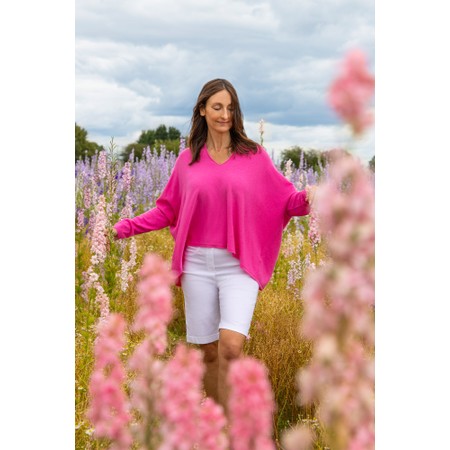 Amazing Woman Mika Boxy Magenta Fine Knit Jumper - Pink