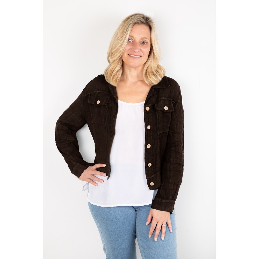 Amazing Woman Kara Choko Lightweight  Linen Western Jacket Choko