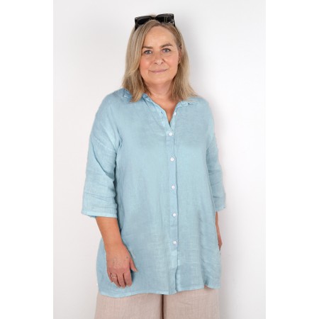 Amazing Woman Finty X Ice Blue Oversized Linen Shirt - Blue